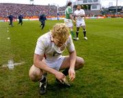27 February 2005; A dejected Lewis Moody, England, after the final whistle. RBS Six Nations Championship 2005, Ireland v England, Lansdowne Road, Dublin. Picture credit; Brendan Moran / SPORTSFILE