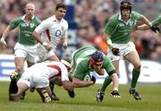 27 February 2005; Anthony Foley, Ireland, is tackled by Josh Lewsey, England. RBS Six Nations Championship 2005, Ireland v England, Lansdowne Road, Dublin. Picture credit; Brendan Moran / SPORTSFILE