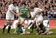 27 February 2005; Josh Lewsey, England, is tackled by Malcolm O'Kelly, Ireland. RBS Six Nations Championship 2005, Ireland v England, Lansdowne Road, Dublin. Picture credit; Matt Browne / SPORTSFILE