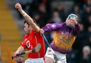 27 February 2005; Sean Og O hAilpin, Cork, in action against Paul Carley, Wexford. Allianz National Hurling League, Division 1B, Wexford v Cork, Wexford Park, Wexford. Picture credit; David Maher / SPORTSFILE