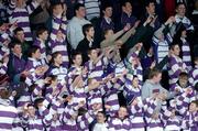 28 February 2005; Clongowes Wood fans support their side during the game. Leinster Schools Junior Cup Quarter-Final, Clongowes Wood College v St. Mary's, Donny Brook, Dublin. Picture credit; Pat Murphy / SPORTSFILE
