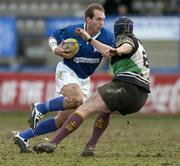 26 February 2005; Keith Gleeson, St. Mary's, in action against Conor Power, De La Salle Palmerston. Leinster Senior Cup Final, St. Mary's v De La Salle Palmerston, Donnybrook, Dublin. Picture credit; Brendan Moran / SPORTSFILE