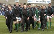 27 February 2005; Ireland coach Eddie O'Sullivan and captain Brian O'Driscoll lead the rest of the Irish team off the field after their pre-match warm-up. RBS Six Nations Championship 2005, Ireland v England, Lansdowne Road, Dublin. Picture credit; Brendan Moran / SPORTSFILE