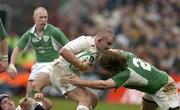 27 February 2005; Graham Rowntree, England, is tackled by Shane Byrne, Ireland. RBS Six Nations Championship 2005, Ireland v England, Lansdowne Road, Dublin. Picture credit; Brendan Moran / SPORTSFILE