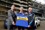 5 December 2013; ŠKODA Ireland today announced the extension of its sponsorship of Tipperary GAA by another year, bringing its investment over the four year partnership to €800,000. To mark the deal, the new 2014 Tipperary GAA strip was unveiled at Croke Park today. The strip features a special 1884 motif to commemorate 130 years of Tipperary GAA. Pictured at Croke Park announcing the extension of the ŠKODA sponsorship, from left, Raymond Leddy, Head of Marketing & Product at ŠKODA, Tipperary GAA Board Secretary Timmy Floyd and Tipperary county board chairman Sean Nugent. Picture credit: Stephen McCarthy / SPORTSFILE