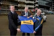 5 December 2013; ŠKODA Ireland today announced the extension of its sponsorship of Tipperary GAA by another year, bringing its investment over the four year partnership to €800,000. To mark the deal, the new 2014 Tipperary GAA strip was unveiled at Croke Park today. The strip features a special 1884 motif to commemorate 130 years of Tipperary GAA. Pictured at Croke Park announcing the extension of the ŠKODA sponsorship, from left, Ronan Power, dealer principal, Ryan Motor Power, Tipperary GAA Board Secretary Timmy Floyd and Tipperary county board chairman Sean Nugent. Picture credit: Stephen McCarthy / SPORTSFILE