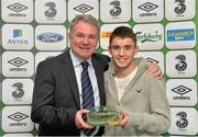 6 December 2013; Peter Cotter, from Frankfield, Cork City, a member of the Irish Cerebral Palsy team, who received his first international cap from former Republic of Ireland international Ray Houghton at an FAI Football for All international caps presentation 2013. County Hall, Tallaght, Co. Dublin. Picture credit: Matt Browne / SPORTSFILE