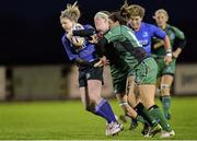 7 December 2013; Janice Daly, Leinster, is tackled by Niamh Ni Dromha and Heather Cary, Connacht. Women's Interprovincial, Leinster v Connacht, Ashbourne RFC, Ashbourne, Co. Meath. Picture credit: Matt Browne / SPORTSFILE