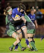 7 December 2013; Marie Louise Reilly, Leinster, is tackled by Heather Cary and Caitriona Cassidy, Connacht. Women's Interprovincial, Leinster v Connacht, Ashbourne RFC, Ashbourne, Co. Meath. Picture credit: Matt Browne / SPORTSFILE
