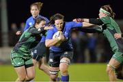 7 December 2013; Paula Fitzpatrick, Leinster, is tackled by Emma Cleary and Heather Cary, Connacht. Women's Interprovincial, Leinster v Connacht, Ashbourne RFC, Ashbourne, Co. Meath. Picture credit: Matt Browne / SPORTSFILE