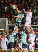 7 December 2013; Cornelius van Zyl, Treviso, takes a the ball in the lineout ahead of Johann Muller, Ulster, Heineken Cup 2013/14, Pool 5, Round 3, Ulster v Treviso, Ravenhill Park, Belfast, Co. Antrim. Picture credit: Oliver McVeigh / SPORTSFILE