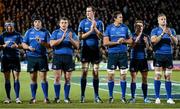 7 December 2013; The Leinster players, from left, Sean Cronin, Mike Ross, Jack McGrath, Devin Toner, Mike McCarthy, Eoin Reddan and Jamie Healsip applaud as a mark of respect for the late President of South Africa Nelson Mandela. Heineken Cup 2013/14, Pool 1, Round 3, Northampton Saints v Leinster. Franklins Gardens, Northampton, England. Picture credit: Stephen McCarthy / SPORTSFILE