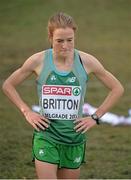 8 December 2013; Ireland's Fionnuala Britton reacts after finishing 4th in the Women's Senior Race during the Spar European Cross Country Championships 2013. Friendship Park, Belgrade, Serbia. Picture credit: Brendan Moran / SPORTSFILE