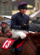 28 January 1999; Jockey David Casey, onboard Shuil Aoibhinn, prior to the Dinn Ri Maiden Hurdle at Gowran Park in Kilkenny. Photo by Matt Browne/Sportsfile