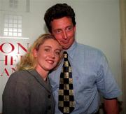 7 August 1998; Michelle Smith de Bruin poses for a photograph with her husband and coach Eric de Bruin during a press conference at Lennon Heather & Company Solicitors in Dublin. Photo by David Maher/Sportsfile