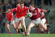 14 February 1999; Jarlath Fallon of Galway in action against Padraig O'Mahony of Cork during the Church & General National Football League Division 1 match between Cork and Galway at Páirc Uí Rinn in Cork. Photo by Brendan Moran/Sportsfile