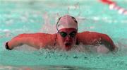1 March 1998; Ireland's Lee Kelleher competes in the Women's 100m Butterfly event during the Leisureland International Swim Meet in Galway. Photo by Matt Browne/Sportsfile
