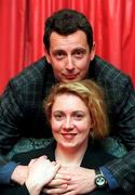 11 February 1999; Irish swimmer Michelle Smith de Bruin and husband Eric pose for a portrait at Jury's Hotel in Dublin. Photo by David Maher/Sportsfile
