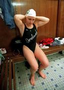 10 May 1992; Irish swimmer Michelle Smith at Glenalbyn Swimming Pool in Dublin. Photo by David Maher/Sportsfile