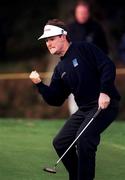 16 October 1998; Padraig Harrington celebrates his winning putt on the 10th green during the second round of the Irish PGA Golf Championship at Powerscourt Golf Club in Enniskerry, Wicklow. Photo by Matt Browne/Sportsfile