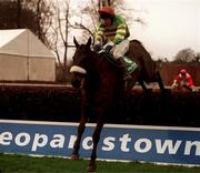 27 December 1998; Wylde Hide, with Barry Cash up, jumps the last on the way to finishing second in the Paddy Power Handicap Steeplechase at Leopardstown Racecourse in Dublin. Photo by Ray McManus/Sportsfile