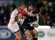 4 March 2005; Kevin Tkachuk, Glasgow Rugby, is tackled by Neil Best, left and Matt McCullough, Ulster. Celtic League 2004-2005, Pool 1, Ulster v Glasgow Rugby, Ravenhill, Belfast. Picture credit; Matt Browne / SPORTSFILE