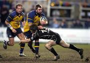 6 March 2005; Gavin Hickie, Leinster, in action against Andrew Bishop, The Ospreys. Celtic League 2004-2005, Pool 1, Leinster v The Ospreys, Donnybrook, Dublin. Picture credit; Brian Lawless / SPORTSFILE