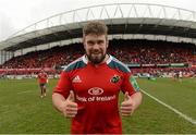 8 December 2013; Duncan Casey, Munster, celebrates after the match following his first game in a Munster shirt. Heineken Cup 2013/14, Pool 6, Round 3, Munster v Perpignan, Thomond Park, Limerick. Picture credit: Matt Browne / SPORTSFILE