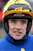 8 December 2013; Jockey Ruby Walsh after winning the Weatherbys Ireland GSB Handicap Steeplechase aboard Daring Article. Punchestown Racecourse, Punchestown, Co. Kildare. Picture credit: Ramsey Cardy / SPORTSFILE