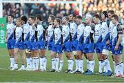 8 December 2013; Connacht players observe a minute silence for the late President of South Africa Nelson Mandela. Heineken Cup 2013/14, Pool 3, Round 3, Toulouse v Connacht, Stade Ernest Wallon, Toulouse, France. Picture credit: Manuel Blondeau / SPORTSFILE
