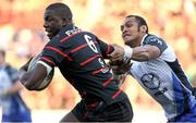 8 December 2013; Yacouba Camara, Toulouse, is tackled by George Naoupu, Connacht. Heineken Cup 2013/14, Pool 3, Round 3, Toulouse v Connacht, Stade Ernest Wallon, Toulouse, France. Picture credit: Manuel Blondeau / SPORTSFILE