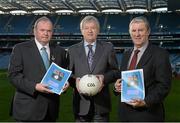 9 December 2013; Uachtarán Chumann Lúthchleas Gael Liam Ó Néill, left, and Ard Stiúrthoir Paraic Duffy with Football Review Committee Chairman Eugene McGee, right, at the launch of the Second Report of the Football Review Committee. Croke Park, Dublin. Photo by Sportsfile
