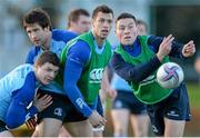 9 December 2013; Leinster players, from left, Brian O'Dricoll, Kevin McLaughlin, Zane Kirchner and John Cooney during squad training ahead of their Heineken Cup 2013/14, Pool 1, Round 4, match against Northampton on Saturday. Leinster Rugby Squad Training & Press Briefing, UCD, Belfield, Dublin. Picture credit: Stephen McCarthy / SPORTSFILE