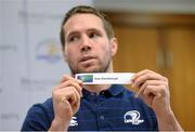 9 December 2013; Leinster's Isaac Boss draws out the name of East Glendalough during the Beauchamps Leinster Schools Cup Draw. Beauchamps Solicitors, Riverside Two, Sir John Rogerson's Quay, Dublin 2. Picture credit: Stephen McCarthy / SPORTSFILE