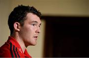10 December 2013; Munster captain Peter O'Mahony during a press conference ahead of their Heineken Cup 2013/14, Pool 6, Round 4, game against Perpignan on Saturday. Munster Rugby Press Conference, Castletroy Park Hotel, Limerick. Picture credit: Diarmuid Greene / SPORTSFILE