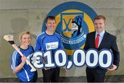 11 December 2013; Liberty Insurance, proud partner of both Hurling and Camogie, today announced that Sixmilebridge GAA club have won €10,000 through the Liberty Insurance GAA club offer. Liberty Insurance has extended its club offer until March 2014 allowing new customers that take out a home or motor policy with Liberty Insurance to nominate their local GAA club to receive €50. For more information visit www.libertygaa.ie. Pictured with Liberty Insurance Marketing Executive Joe Canning are Sixmilebridge players Chloe Morey and Niall Gilligan. Sixmilebridge GAA, Co. Clare. Picture credit: Diarmuid Greene / SPORTSFILE