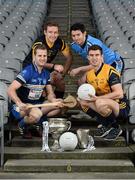 11 December 2013; In attendance at Croke Park where the draws for the 2013 Irish Daily Mail Higher Education GAA Championships were made are, from left, Kieran Bergin, DIT, Richie Hogan, DCU, Matthew Donnelly, UUJ, and Colm Begley, DCU. The draws are available on www.he.gaa.ie. Croke Park, Dublin. Picture credit: Barry Cregg / SPORTSFILE
