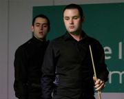 7 March 2005; Stephen Maguire, Scotland, looks at his options against Ronnie O'Sullivan, England. Failte Ireland Irish Masters, Round 1, Ronnie O'Sullivan.v.Stephen Maguire, Citywest Hotel, Saggart, Co. Dublin. Picture credit; Matt Browne / SPORTSFILE