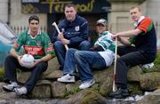 9 March 2005; Players, from left to right, Brian Ruane, Ballina Stephenites, Eugene Cloonan, Athenry, Colm Parkinson, Portlaoise, and Peter Barry, James Stephens, at a photocall in advance of the AIB All Ireland Club Championship finals to be held on St. Patrick's Day. The winning team in the Hurling and Football finals will each receive a Toyota Corolla as part of Toyota's role as &quot;Official Car Supplier to the GAA&quot;. Toyota Motor Centre, Ballsbridge, Dublin. Picture credit; Brian Lawless/ SPORTSFILE