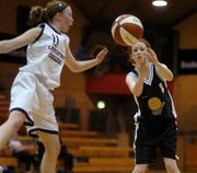 9 March 2005; Mairead McNally, Our Lady St. Patrick's Belfast, in action against Rachel Clancy, Castletroy College Limerick. Schools League Final, Senior A Girls, Castletroy College Limerick v Our Lady St. Patrick's Belfast, National Basketball Arena, Tallaght, Dublin. Picture credit; Pat Murphy / SPORTSFILE