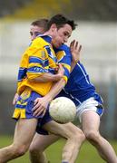 12 March 2005; Michael O'Dwyer, Clare, in action against Justin Nally, Longford. Allianz National Football League, Division 2A, Clare v Longford, Cusack Park, Ennis, Co. Clare. Picture credit; Ray McManus / SPORTSFILE