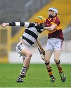 11 December 2013; Sean Morrissey, St. Kieran’s, in action against Huw Lalor, Kilkenny C.B.S. Leinster Post Primary School Senior Hurling “A” League Final, Kilkenny C.B.S. v St. Kieran’s, Kilkenny, Nowlan Park, Kilkenny. Picture credit: Pat Murphy / SPORTSFILE