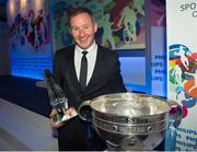 11 December 2013; Dublin football manager Jim Gavin who was presented with the Philips Sports Manager of the Year award, with the Sam Maguire cup. Philips Sports Manager of the Year 2013, Shelbourne Hotel, Dublin. Picture credit: Ray McManus / SPORTSFILE