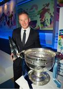 11 December 2013; Dublin football manager Jim Gavin who was presented with the Philips Sports Manager of the Year award, with the Sam Maguire cup. Philips Sports Manager of the Year 2013, Shelbourne Hotel, Dublin. Picture credit: Ray McManus / SPORTSFILE