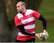 17 October 2013; Ulster's Dan Tuohy during squad training ahead of their Heineken Cup 2013/14, Pool 5, Round 4, game against Benetton Treviso on Saturday. Ulster Rugby Squad Training, Pirrie Park, Methodist College Playing Fields, Belfast, Co. Antrim. Picture credit: Oliver McVeigh / SPORTSFILE