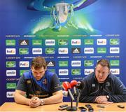 12 December 2013; Mike Ross, Leinster, left, and Leinster head coach, Matt O'Connor, at the Leinster Rugby Press Conference ahead of Saturday's Heineken Cup 2013/14, Pool 1, Round 4 match against Northampton Saints. Leinster Rugby Head Offices, UCD, Belfield, Dublin.  Picture credit: Ramsey Cardy / SPORTSFILE