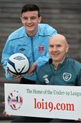 12 December 2013; In attendance at the Airtricity U19 League Cup Semi-Final Draw are from left, David Walsh, Cobh Ramblers FC captain and Paul Doolin Republic of Ireland U-19 manager. Airtricity U19 League Cup Semi-Final Draw, FAI Headquarters, Abbotstown, Co. Dublin. Picture credit: Barry Cregg / SPORTSFILE