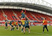 12 December 2013; Munster's Paul O'Connell prepares to take possession from a lineout during squad training ahead of their Heineken Cup 2013/14, Pool 6, Round 4, game against Perpignan on Saturday. Munster Rugby Squad Training, Thomond Park, Limerick. Picture credit: Diarmuid Greene / SPORTSFILE