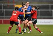 14 December 2013; Michelle Claffey, Leinster, in action against Gill Bourke, left, and Ciara Griffin, Munster. Women's Interprovincial, Munster v Leinster, Thomond Park, Limerick. Picture credit: Barry Cregg / SPORTSFILE  Picture credit: Barry Cregg / SPORTSFILE
