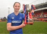 14 December 2013; Leinster captain Marie Louise Reilly with the cup after the game. Women's Interprovincial, Munster v Leinster, Thomond Park, Limerick. Picture credit: Barry Cregg / SPORTSFILE